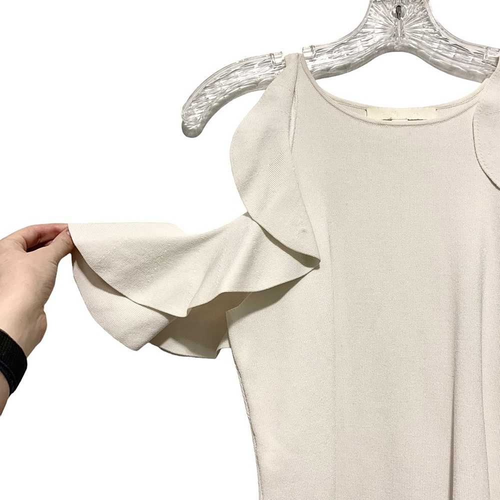 Jonathan Simkhai Hanging Ruffle Racerback Tank Top Ivory - Picture 5 of 11